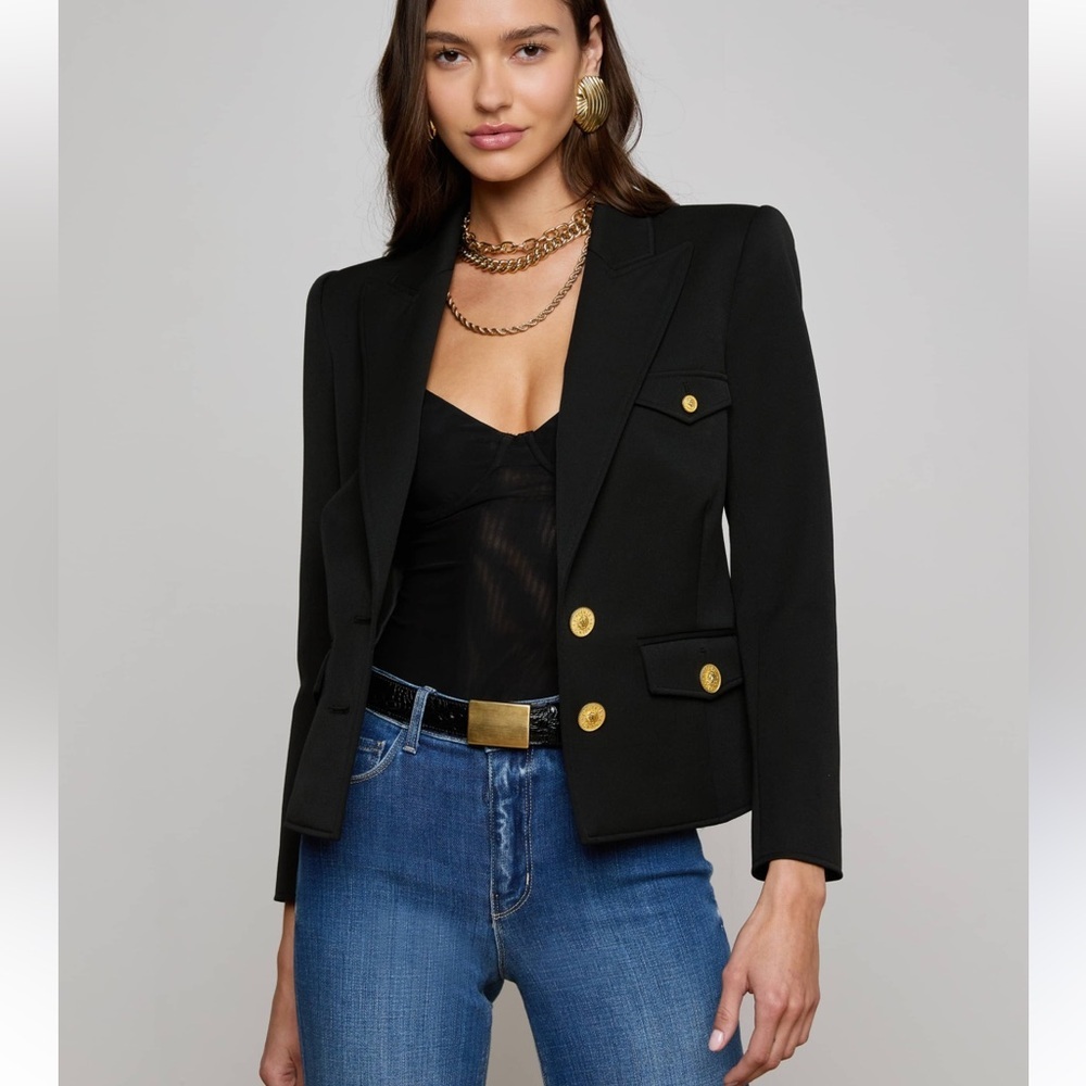 L'Agence NWOT Wylla Blazer in Black with Gold Hardware Size 8